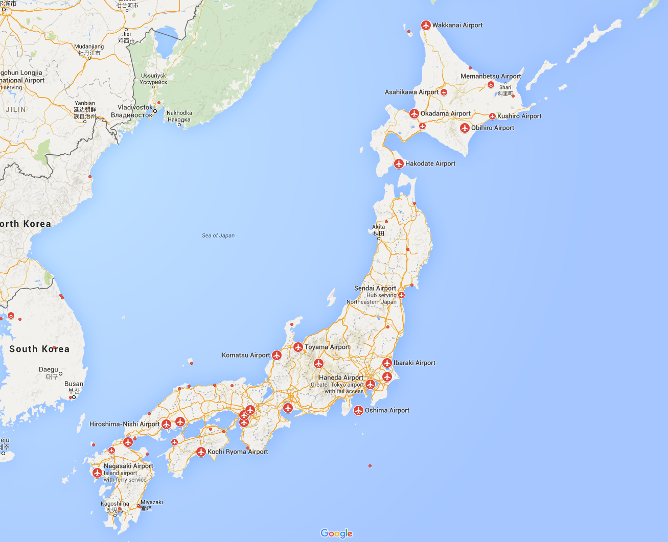 JAPAN AIRPORTS MAP